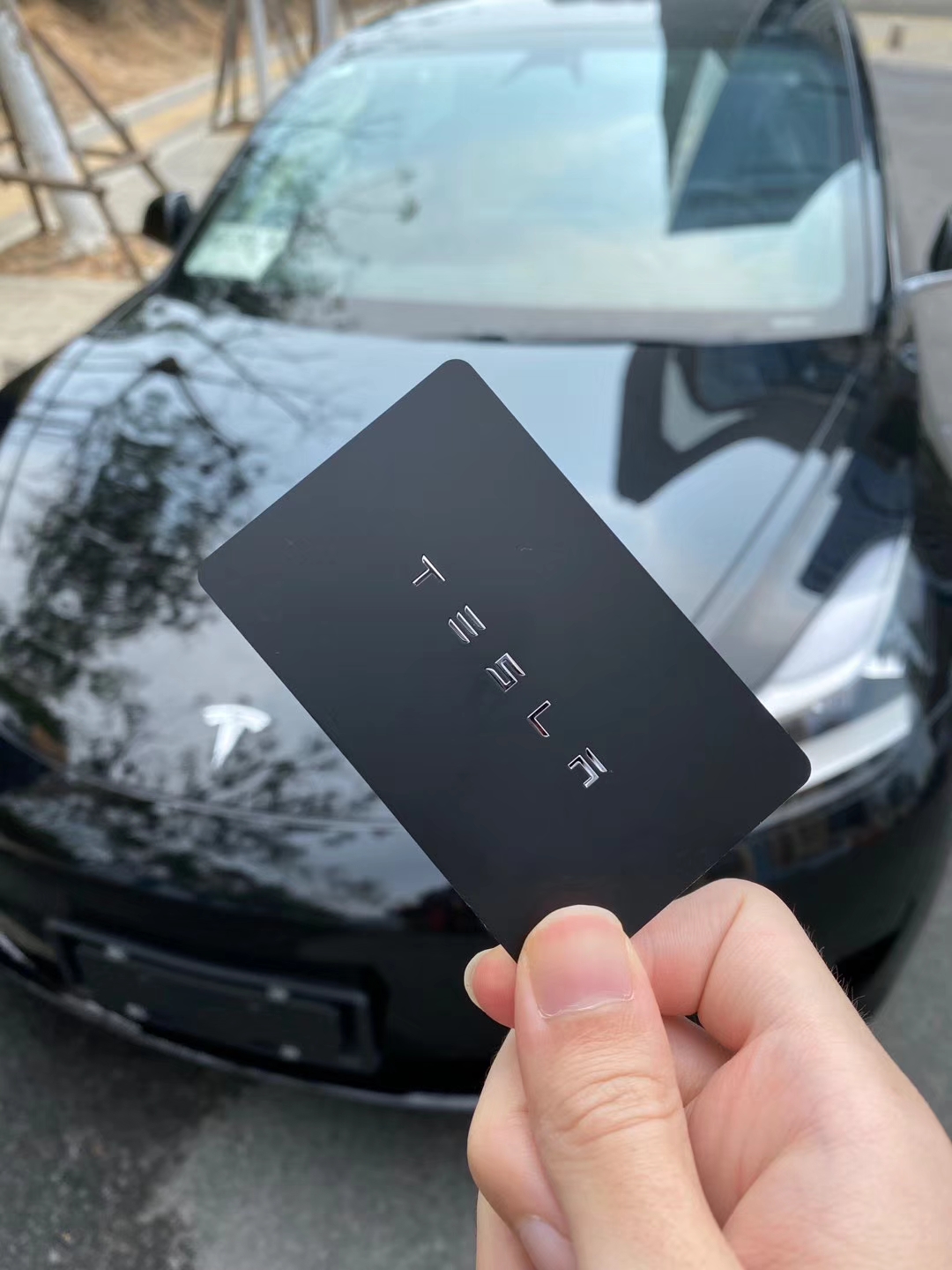 A Tesla Model 3 key photo taken in 2020